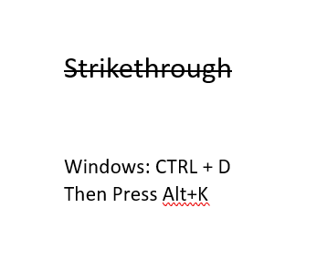 Strikethrough in Windows OS